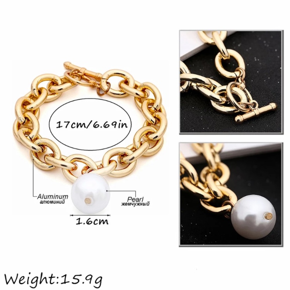 Silver Gold Tone Chunky Bracelet - Picture 3 of 6